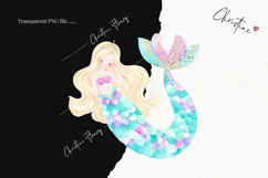 Watercolor Pastel Blonde Mermaid Clipart | Mermaid PNG Product Image 2