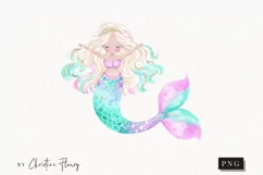 Watercolor Pastel Brown Mermaid Clipart | Mermaid PNG Product Image 1