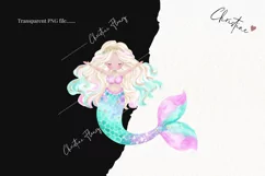 Watercolor Pastel Brown Mermaid Clipart | Mermaid PNG Product Image 2