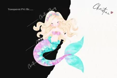 Watercolor Pastel Blonde Mermaid Clipart | Mermaid PNG Product Image 2