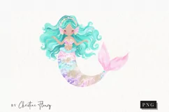 Watercolor Pastel Mermaid Clipart | Mermaid PNG Product Image 1