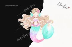 Watercolor Pastel Brunette Mermaid Clipart | Mermaid PNG Product Image 2