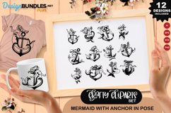 Mermaid Clipart Set With Anchor In Pose Product Image 1