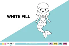 Black and white mermaid clipart with shell tops and ocean inspired details