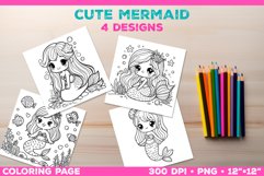 Mermaid Printable Coloring Page. Mermaid Coloring Book Product Image 1