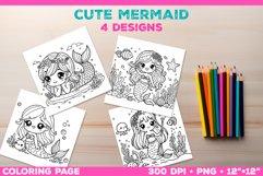 Mermaid Printable Coloring Page. Mermaid Coloring Book Product Image 1