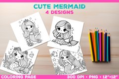 Mermaid Printable Coloring Page. Mermaid Coloring Book Product Image 1