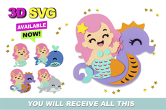 Mermaid Kawaii 3D SVG Product Image 1
