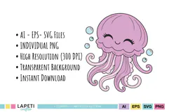 Pastel sea life clipart featuring mermaid dolphin jellyfish and shells