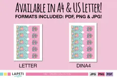 Set of cute mermaid favor tags in pastel pink and aqua with happy undersea creatures, perfect for kids parties.