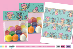 Mermaid bag topper printable with colorful front design, ideal for ocean-themed birthday favors