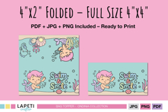 Back side of mermaid party bag topper with soft pastel colors, ready for instant download