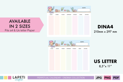 Mermaid pastel weekly planner available in A4 and US Letter sizes, printable perpetual calendar.