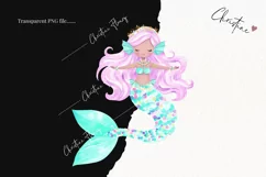 Watercolor Pastel Purple Hair Mermaid Clipart | Mermaid PNG Product Image 2
