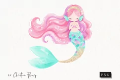 Watercolor Mermaid Clipart | Mermaid PNG Product Image 1