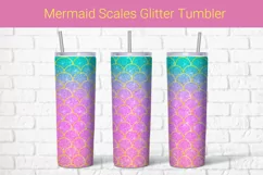 Pink mermaid scales glitter tumbler sublimation Product Image 1