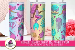 mermaid seamless skinny tumbler wrap sublimation
