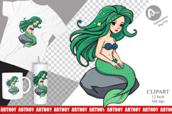 Mermaid on Rock Clipart Product Image 1