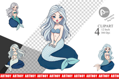 Mermaid on Rock Clipart Product Image 1