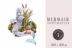 Watercolor mermaid t-shirt sublimation design / clipart Product Image 1