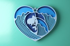 3D Layered Mermaid Inside Sea Waves Heart | Laser cut Design Product Image 3