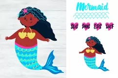 Afro Mermaid, Mermaid SVG, Mermaid Cut Files, Mermaid scales Product Image 2