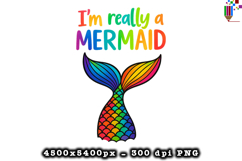 Mermaid Tail Rainbow Design PNG File