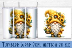 Sunflower Gnome Tumbler PNG, SKINNY TUMBLER Png Sublimation Product Image 1