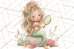 Under the Sea Sweethearts Clipart PNG, Mermaid Ocean Love Product Image 2