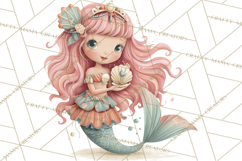 Under the Sea Sweethearts Clipart PNG, Mermaid Ocean Love Product Image 2