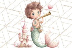 Under the Sea Sweethearts Clipart PNG, Mermaid Ocean Love Product Image 2