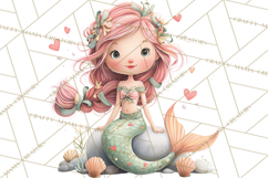 Under the Sea Sweethearts Clipart PNG, Mermaid Ocean Love Product Image 3
