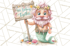 Under the Sea Sweethearts Clipart PNG, Mermaid Ocean Love Product Image 4
