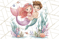 Under the Sea Sweethearts Clipart PNG, Mermaid Ocean Love Product Image 2
