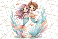 Under the Sea Sweethearts Clipart PNG, Mermaid Ocean Love Product Image 3