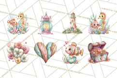 Under the Sea Sweethearts Clipart PNG, Mermaid Ocean Love Product Image 6