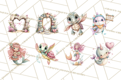 Under the Sea Sweethearts Clipart PNG, Mermaid Ocean Love Product Image 5