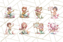 Under the Sea Sweethearts Clipart PNG, Mermaid Ocean Love Product Image 2