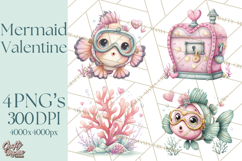 Under the Sea Sweethearts Clipart PNG, Mermaid Ocean Love Product Image 1