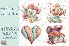 Under the Sea Sweethearts Clipart PNG, Mermaid Ocean Love Product Image 1
