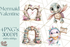 Under the Sea Sweethearts Clipart PNG, Mermaid Ocean Love Product Image 1