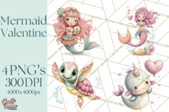 Under the Sea Sweethearts Clipart PNG, Mermaid Ocean Love Product Image 1