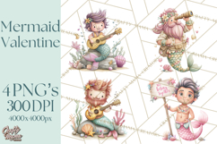 Under the Sea Sweethearts Clipart PNG, Mermaid Ocean Love Product Image 1