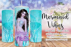 Mermaid Vibes Brown Hair Light Skin 20oz Tumbler Design Product Image 1