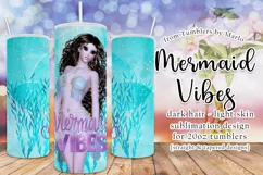 Mermaid Vibes Brown Hair Light Skin 20oz Tumbler Design Product Image 1