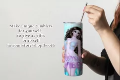 Mermaid Vibes Brown Hair Light Skin 20oz Tumbler Design Product Image 2