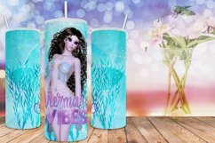 Mermaid Vibes Brown Hair Light Skin 20oz Tumbler Design Product Image 3