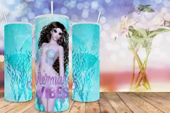 Mermaid Vibes Brown Hair Light Skin 20oz Tumbler Design Product Image 3