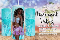 Mermaid Vibes African American Dark Hair 20oz Tumbler Design Product Image 1