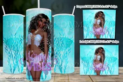 Mermaid Vibes African American Dark Hair 20oz Tumbler Design Product Image 4